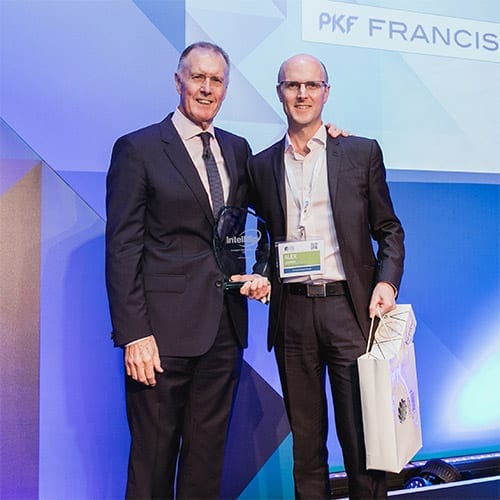 Alex Lannin of PKF Francis Clark receiving an award