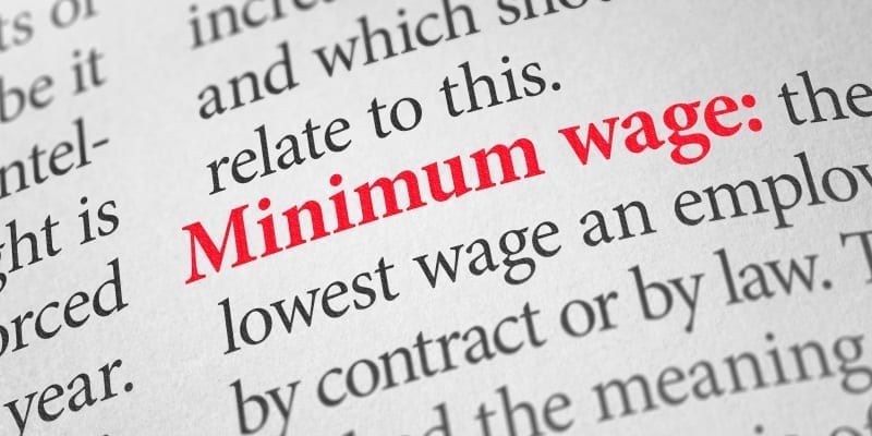 minimum wage highlighted in red in article copy