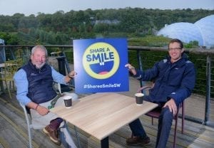 Tom Roach, partner at PKF Francis Clark, and Malcolm Bell, chief executive of Visit Cornwall, launching the Share a Smile campaign at the Eden Project 